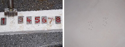 Lederstempel und Stempel im Leder, hier 33